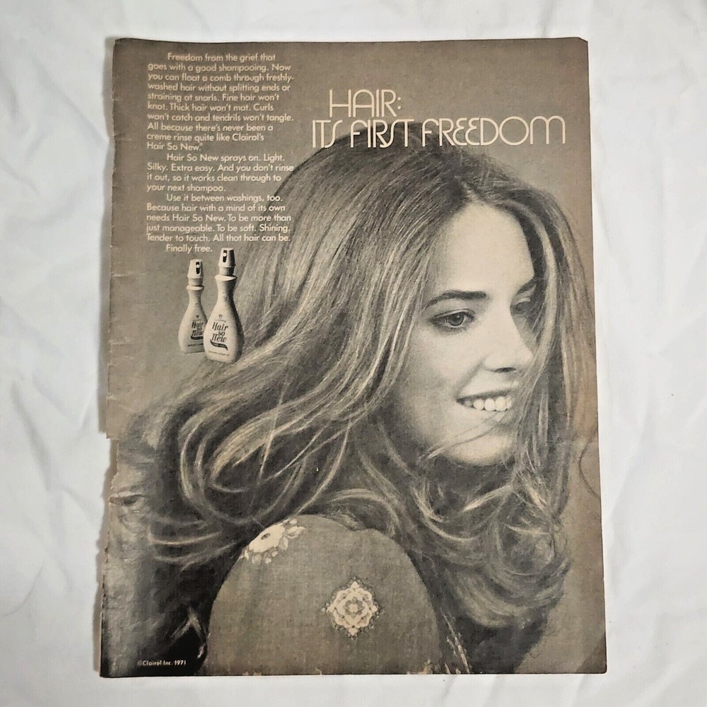 Vintage 1971 Clairol Hair So New Print Ad B&W Magazine Clipping 8x11 Advertising